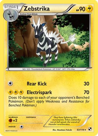 Zebstrika (43)  - Reverse Holofoil Black and White - Rare