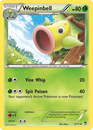 Weepinbell 002  - Reverse Holofoil XY  Furious Fists - Uncommon