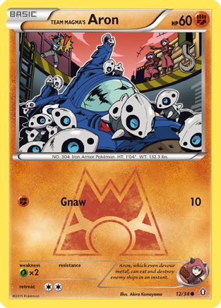 Team Magma's Aron 012  - Reverse Holofoil Double Crisis - Common
