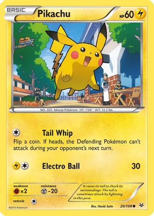 Pikachu 020  - Reverse Holofoil XY  Roaring Skies - Common