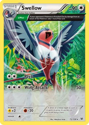 Swellow (72 Delta) (72 Delta) 072  - Holofoil XY  Roaring Skies - Holo Rare