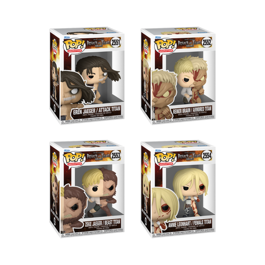 Funko Pop! Anime: Attack On Titan - Eren & Attack / Reiner & Armored / Zeke & Beast / Annie & Female *PREORDER*