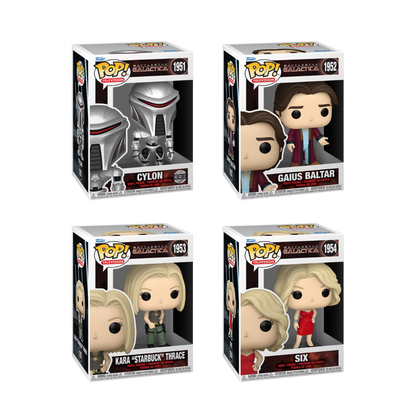 Funko Pop! Television: Battlestar Galactica - Cylon (Metallic) / Gaius Baltar / Kara "Starbuck" Thrace / Six *PREORDER*