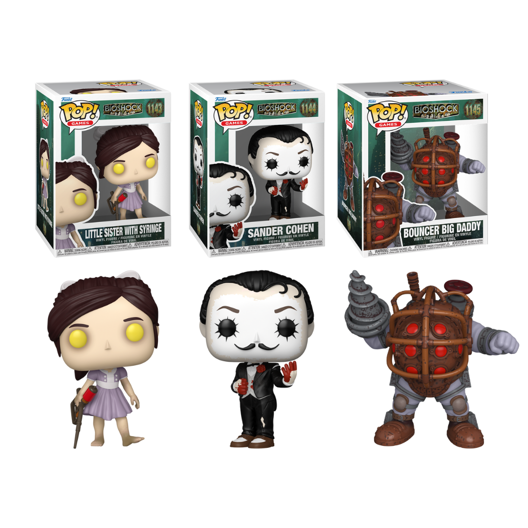 Funko Pop! Games: Bioshock - Little Sister with Syringe / Sander Cohen / Super 6" Bouncer Big Daddy