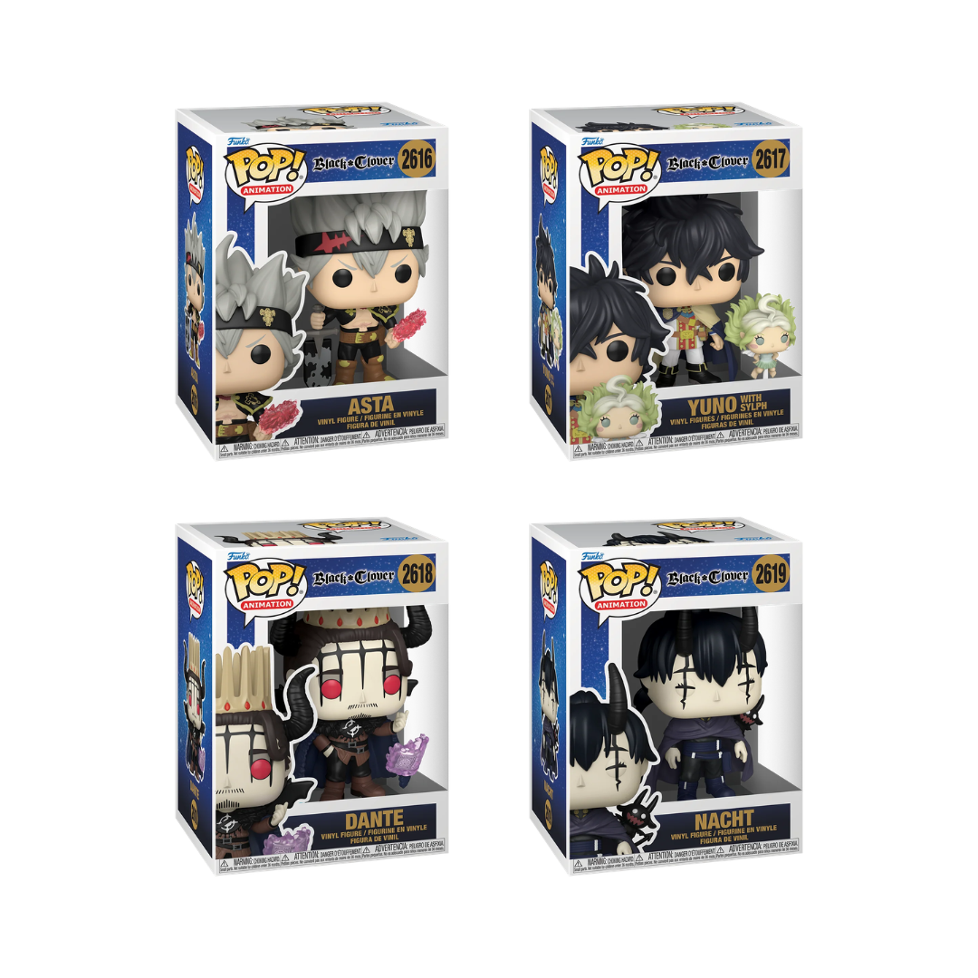 Funko Pop! Anime: Black Clover - Asta #2616 / Yuno #2617 / Dante #2618 / Nacht #2619 *PREORDER*