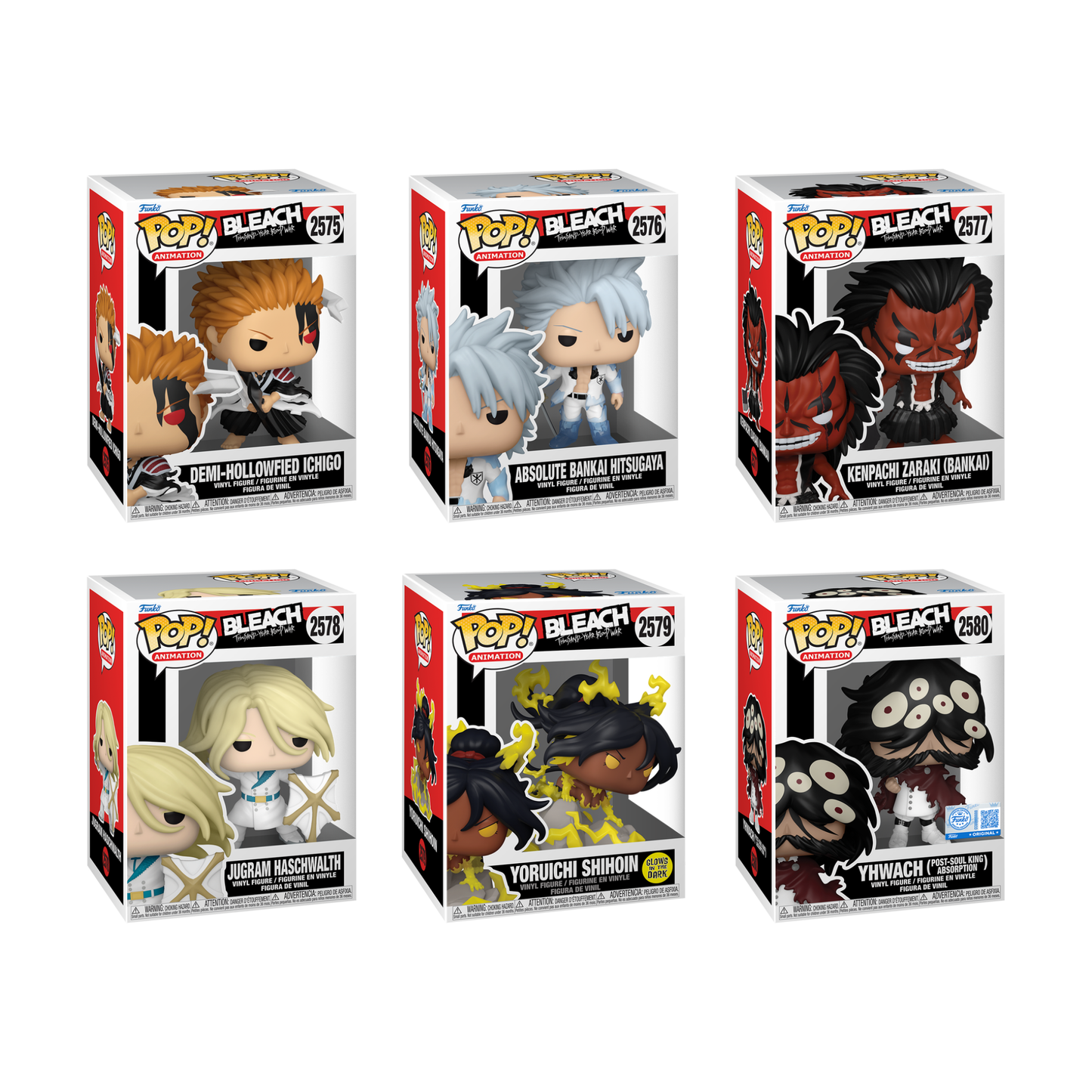 Funko Pop! Anime: Bleach (Thousand-Year Blood War) - Demi-Hollowfied Ichigo / Absolute Bankai Hitsugaya / Kenpachi (Bankai) / Jugram Haschwalth / Premium! Yoruichi / Yhwach *PREORDER*