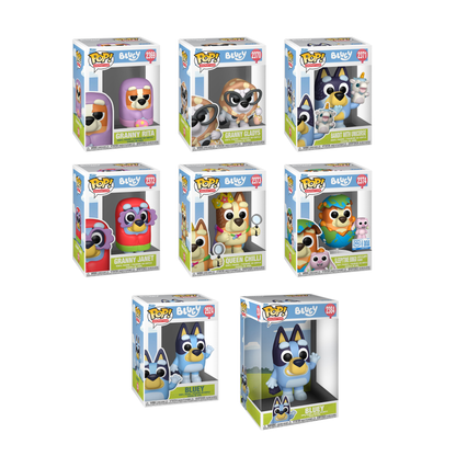 Funko Pop! Animation: Bluey - Granny Rita / Granny Gladys / Bandit / Granny Janet / Queen Chilli / Sleepytime Bingo / Bluey / Jumbo! 10" Bluey *PREORDER*