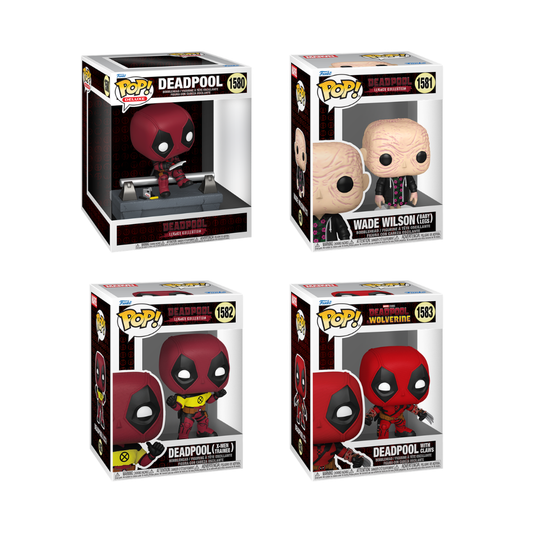 Funko Pop! Marvel: Deadpool (Legacy Collection) - Deluxe! Deadpool On Bridge / Wade Wilson / Deadpool (X-Men Trainee) / Deadpool with Claws