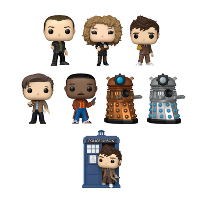 Funko Pop! Television: Doctor Who - Ninth Doctor / River Song / Tenth Doctor / Eleventh Doctor / Fifteenth Doctor / Dalek / Tardis with Tenth Doctor *PREORDER*