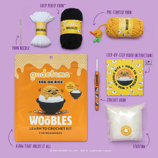 The Woobles: Beginner Crochet Kit - Egg On Rice Gudetama