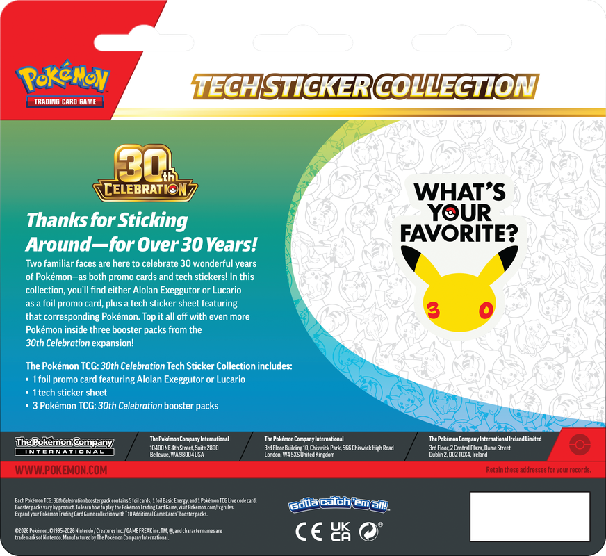 Pokemon TCG: 30th Celebration - Tech Sticker Collection *PREORDER*