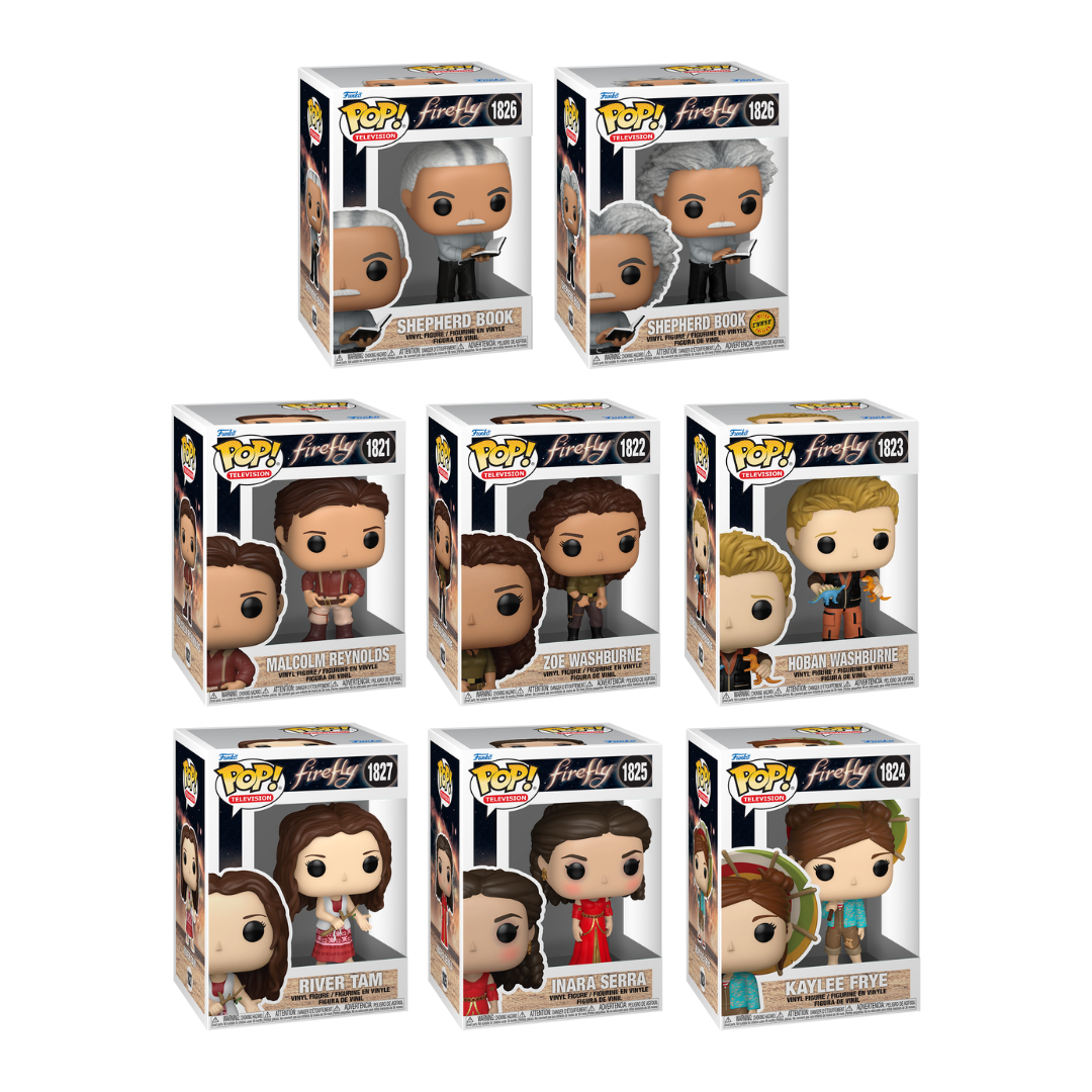 Funko Pop! Television: Firefly - Shepherd Book / Malcolm Reynolds / Zoe Washburne / Hogan Washburne / River Tam / Inara Serra / Kaylee Frye