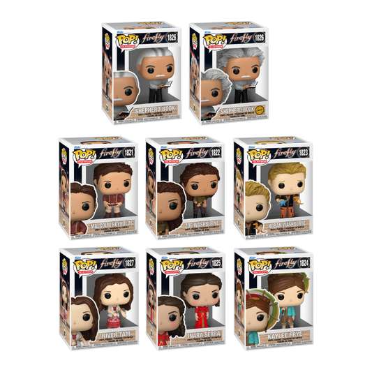Funko Pop! Television: Firefly - Shepherd Book / Malcolm Reynolds / Zoe Washburne / Hogan Washburne / River Tam / Inara Serra / Kaylee Frye