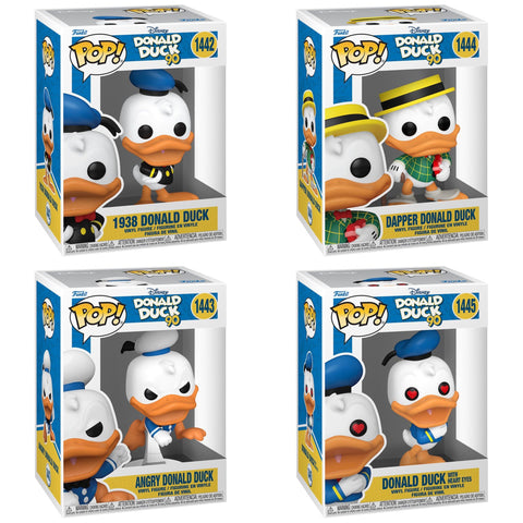Funko Pop! Disney: Donald Duck 90 Years - 1938 #1442 / Angry #1443 / Dapper #1444 / with Heart Eyes $1445 *PREORDER*