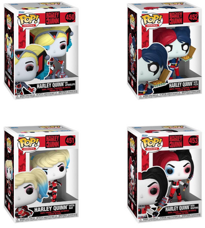 Funko Pop! DC: Harley Quinn - On Apokolips #450 / with Bat #451 / with Pizza #452 / with Weapons #453