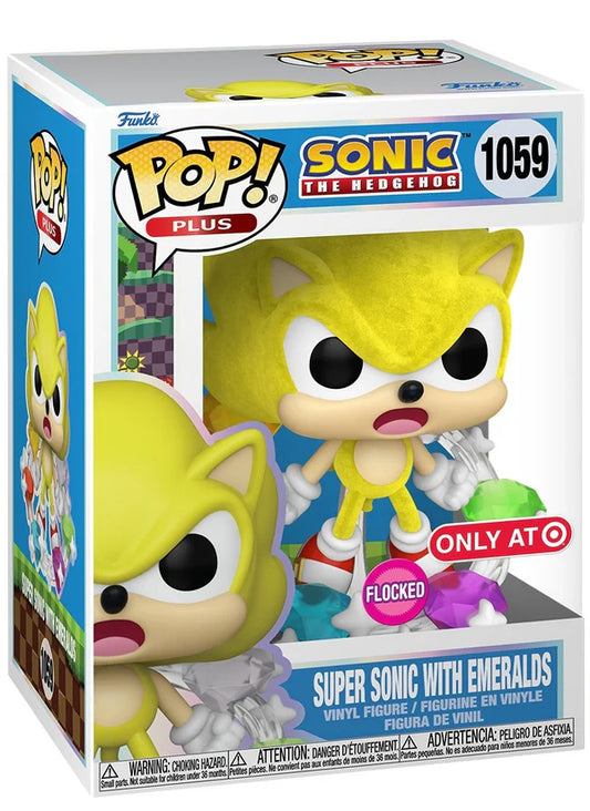 Funko Pop! Plus: Sonic The Hedgehog - Super Sonic (with Chaos Emeralds - Flocked) #1059 [Exclusive]