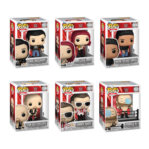 Funko Pop! Sports: WWE - Eric Bischoff / Lita / Dwayne "The Rock" Johnson / "Stone Cold" Steve Austin / Jimmy Hart / Triple H *PREORDER*