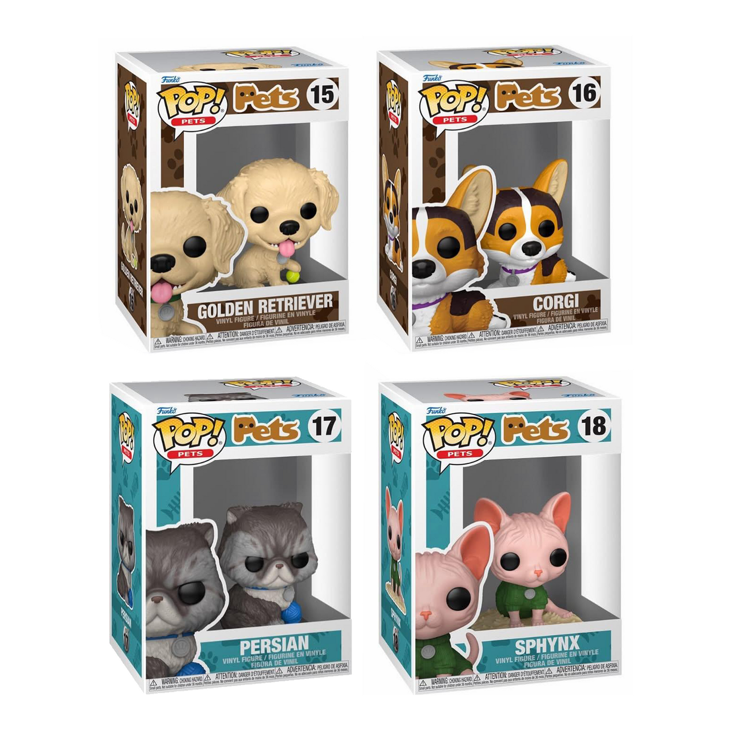 Funko Pop! Pets - Golden Retriever / Corgi / Persian / Sphynx
