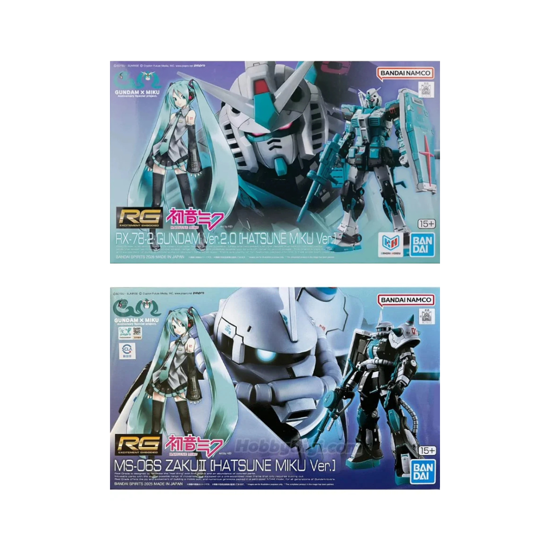 Bandai: RG 1/144 MS-06S Zaku II [Hatsune Miku Ver.] // RG 1/144 RX-78-2 [Hatsune Miku Ver.] Gundam Ver.2.0 Gundam Model Kits