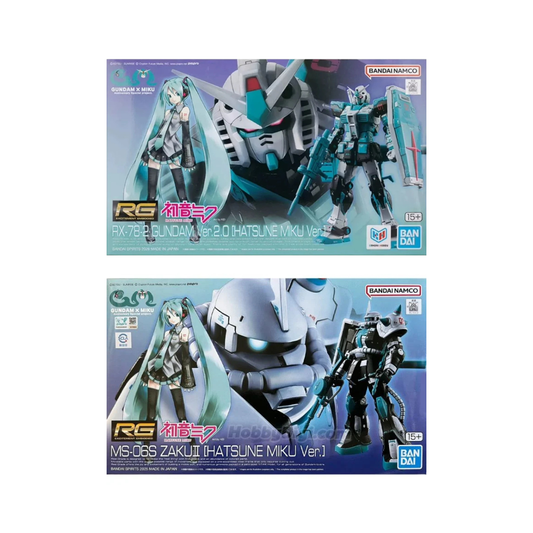 Bandai: RG 1/144 MS-06S Zaku II [Hatsune Miku Ver.] // RG 1/144 RX-78-2 [Hatsune Miku Ver.] Gundam Ver.2.0 Gundam Model Kits