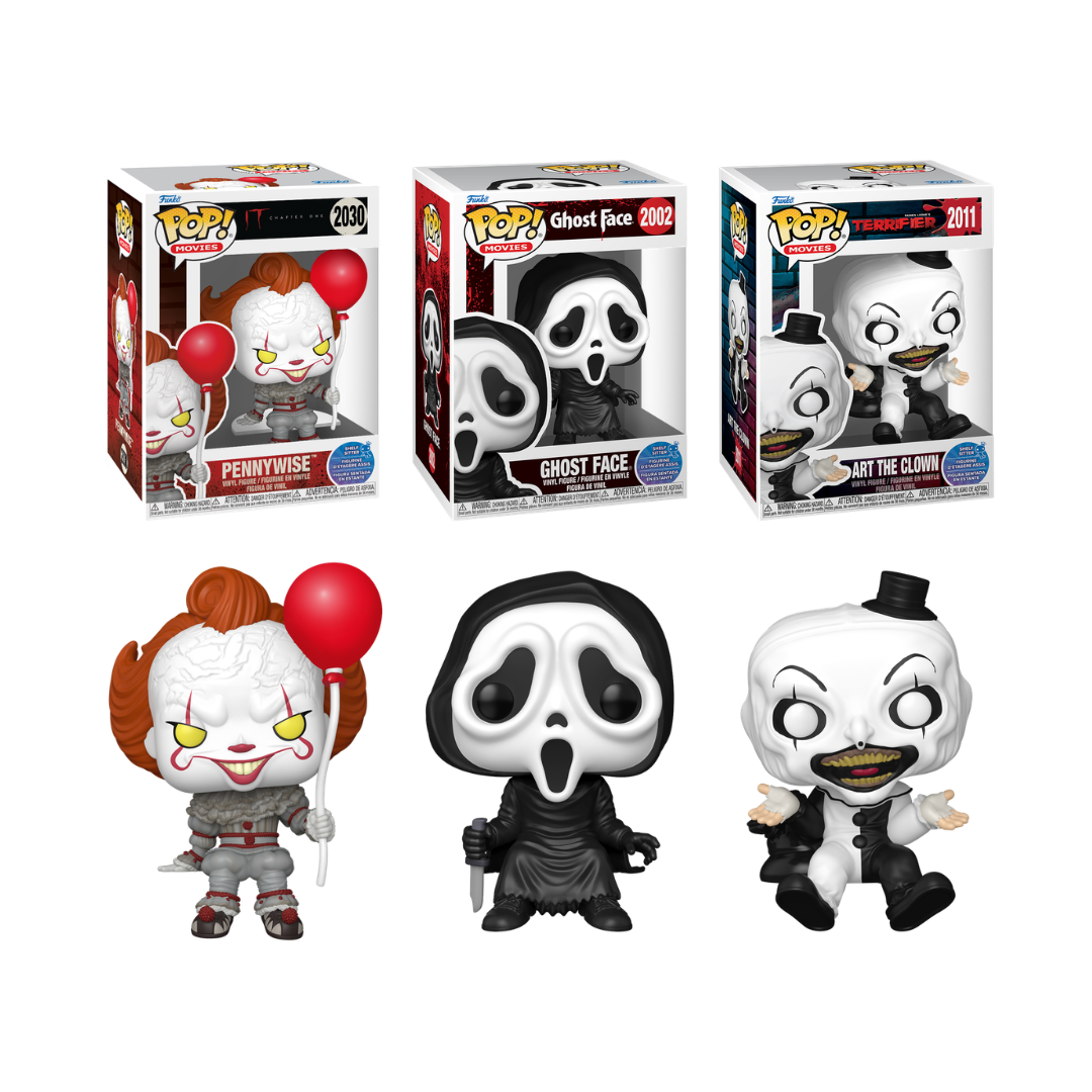 Funko Pop! Movies: Horror (Shelf Sitters) - Pennywise / Ghost Face / Art The Clown