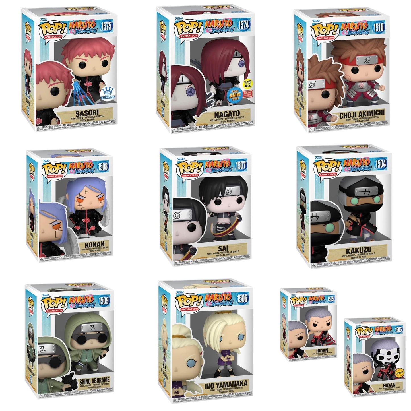 Funko Pop! Anime: Naruto - Kakuzu / Hidan / Ino Yamanaka / Sai / Konan / Shino / Choji / Nagato / Sasori