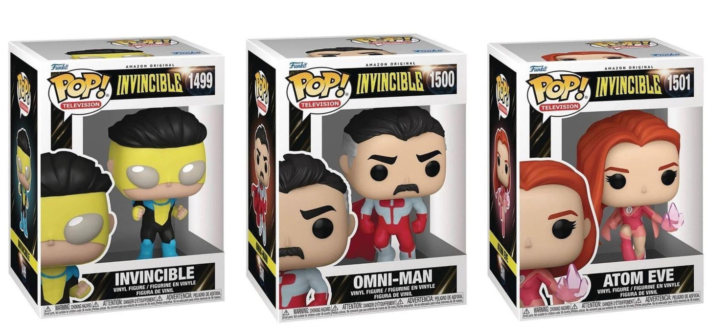 Funko Pop! Invincible - Omni-Man #1500 / Atom Eve #1501 / Invincible with Fists #1499