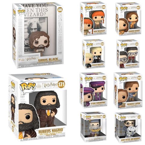 Funko Pop! Movies: Harry Potter - Ron Weasley #166 / Draco Malfoy #168 / Remus Lupin #169 / Hermione Granger #167 / Rubeus Hagrid #171 / Harry Potter And Buckbeak #123 / Sirius Black #08 / Harry Potter #165 / Albus Dumbledore with Podium #172 *PREORDER*