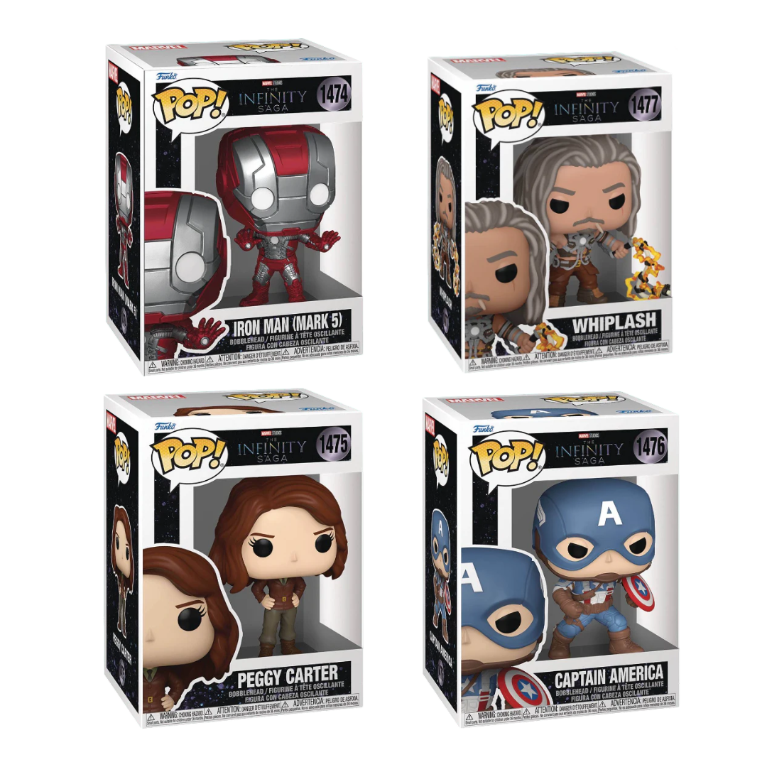 Funko Pop! Marvel: Infinity Saga - Iron Man (Mark 5) / Whiplash / Peggy Carter / Captain America
