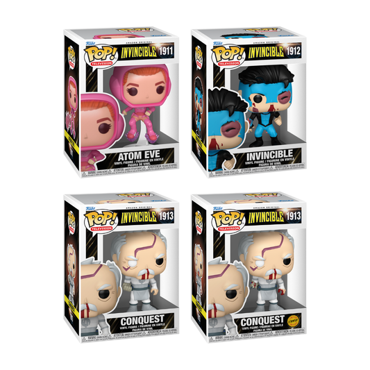 Funko Pop! Television: Invincible - Atom Eve (Armored) / Invincible (Battle Damaged) / Conquest *PREORDER*