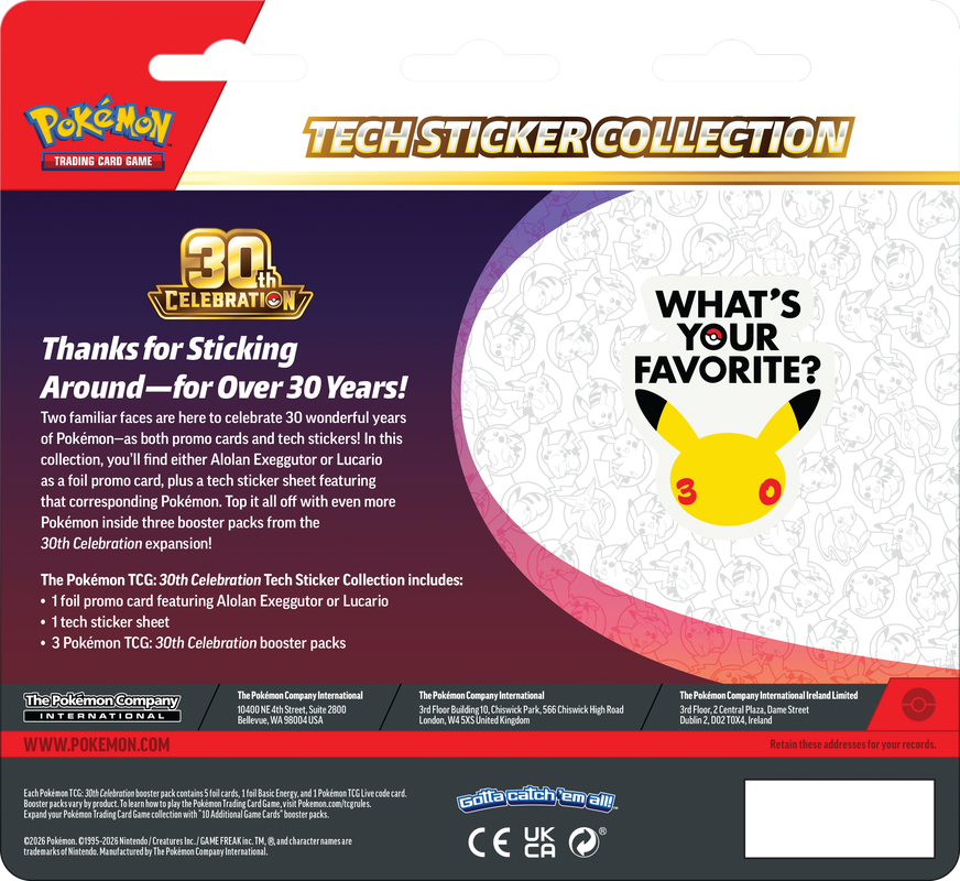 Pokemon TCG: 30th Celebration - Tech Sticker Collection *PREORDER*