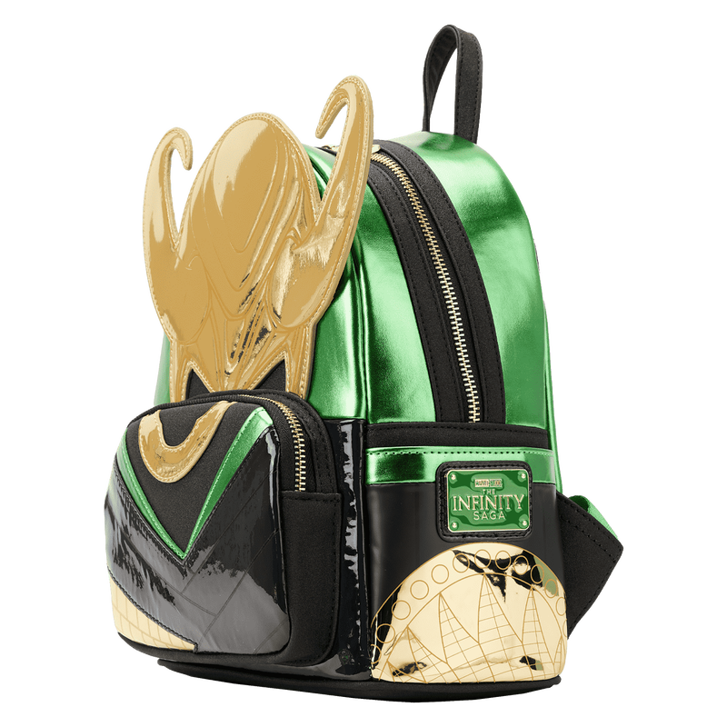LOUNGEFLY Marvel Metallic Loki Cosplay Mini Backpack