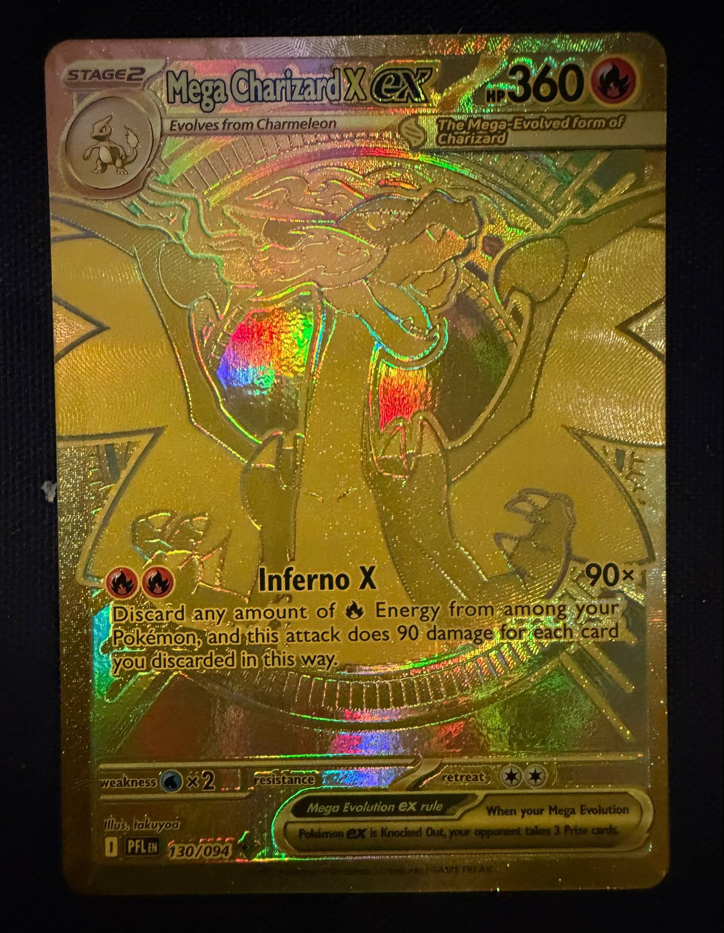 Pokemon TCG: Phantasmal Flames - Gold Mega Charizard X ex 130 / 094 Single Card