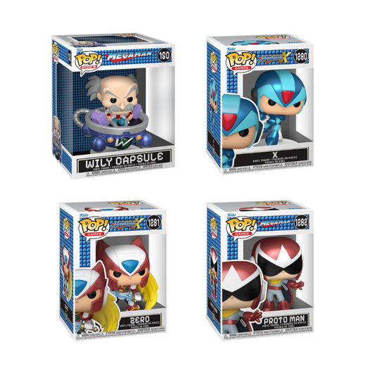 Funko Pop! Games: Megaman / Megaman X - Ride! Wily Capsule #180 / X #1280 / Zero #1281 / Proto Man #1282 *PREORDER*