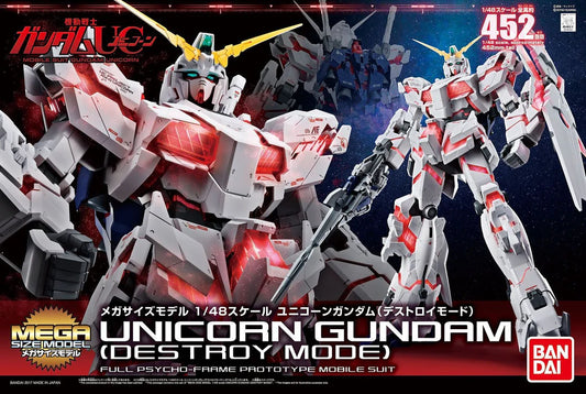 Gunpla - Full Psycho-Frame Prototype Mobile Suit Unicorn Gundam (Destroy Mode) Mega Size 1/48 Model Kit