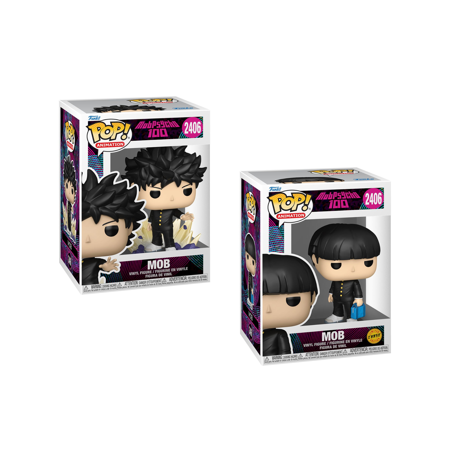 Funko Pop! Anime: Mob Psycho 100 - Mob / Arataka Reigen / Mob [GITD] / Dimple [GITD] *PREORDER*