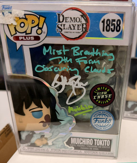 Funko Pop! Anime: Demon Slayer - Plus! Muichiro Tokito #1858 [MyPops Exclusive] Glow-In-The-Dark (GITD) Chase [SIGNED BY GRIFFIN BURNS]