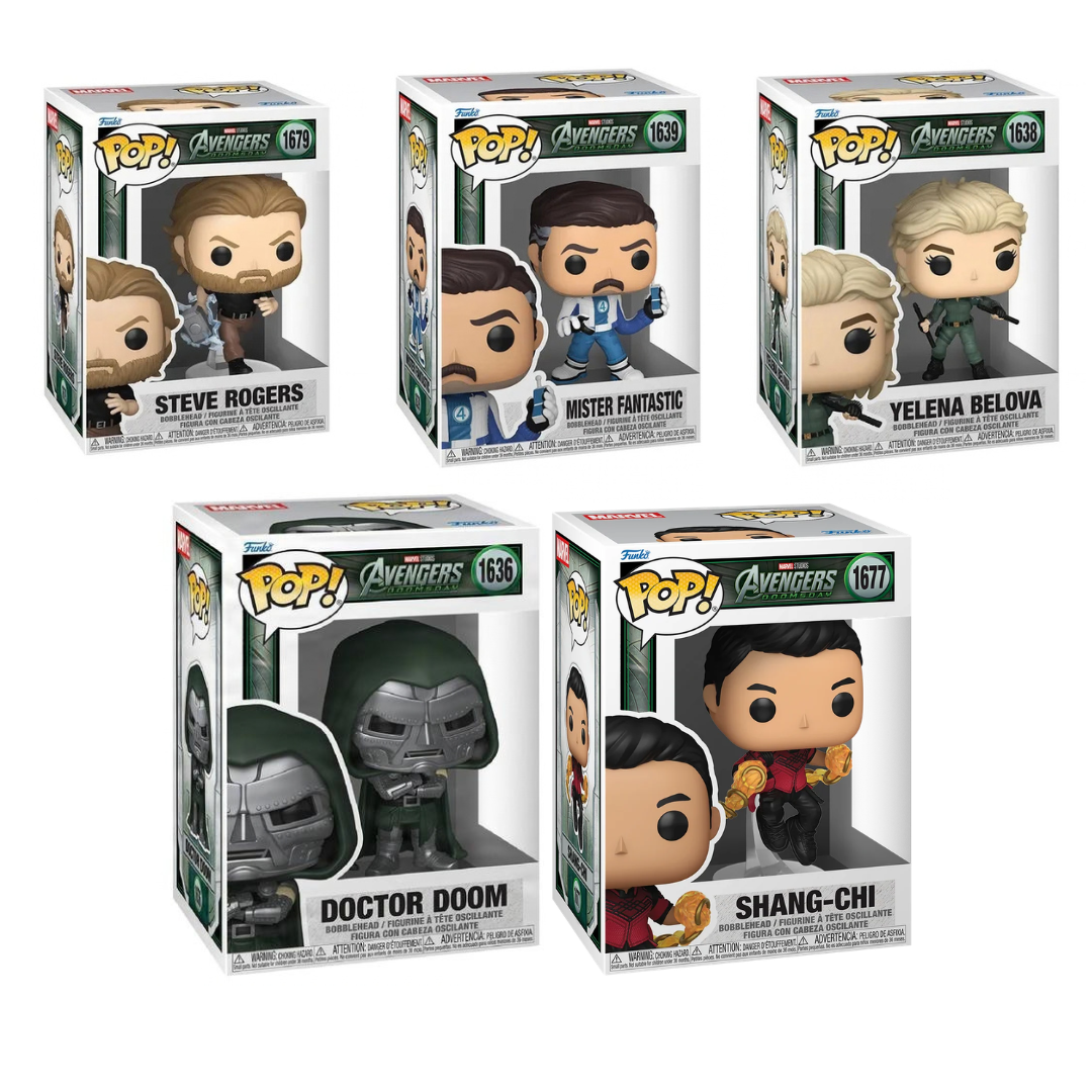 Funko Pop! Marvel: Avengers Doomsday - Steve Rogers / Mister Fantastic / Yelena Belova / Doctor Doom / Shang-Chi / Gambit / Namor / Cyclops / Magneto / Thor