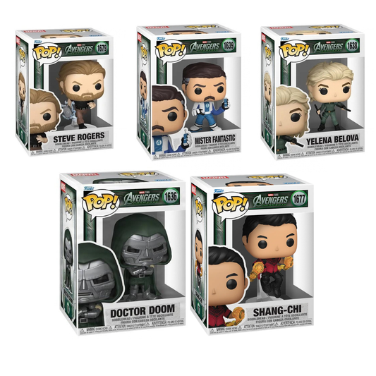 Funko Pop! Marvel: Avengers Doomsday - Steve Rogers / Mister Fantastic / Yelena Belova / Doctor Doom / Shang-Chi / Gambit / Namor / Cyclops / Magneto / Thor