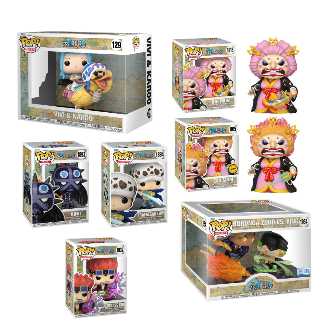Funko Pop! Anime: One Piece - Vivi & Karoo / King / Eustass Kid / Trafalgar Law / Big Mom / Roronoa Zoro Vs. King