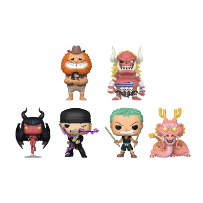 Funko Pop! Anime: One Piece - Saul / Oars / Demonio Fleur / Zoro (Dressrosa) / Zoro (Kid) / Momonosuke *PREORDER*