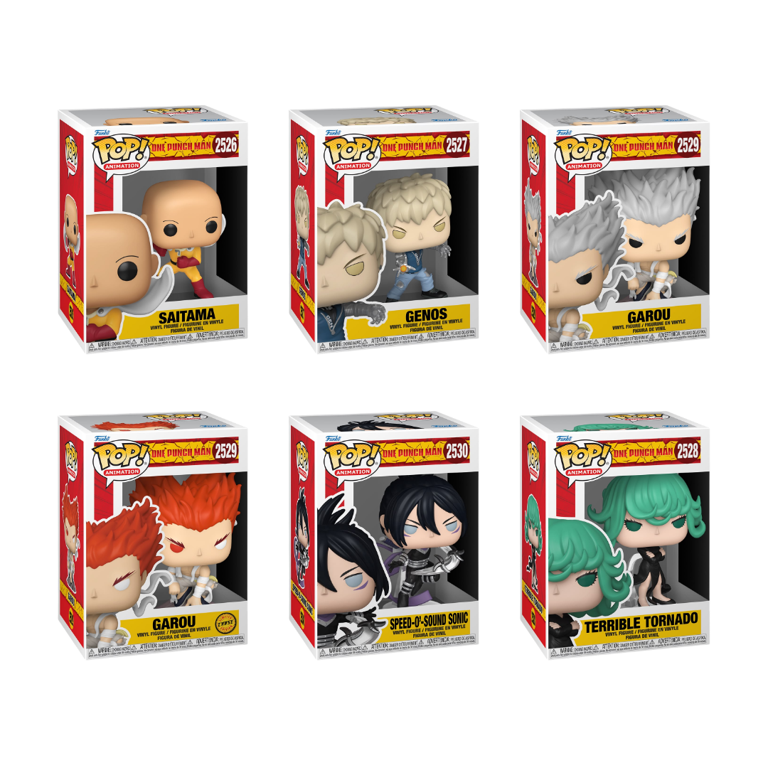 Funko Pop! Anime: One Punch Man - Saitama / Genos / Garou / Speed-O'-Sound Sonic / Terrible Tornado *PREORDER*