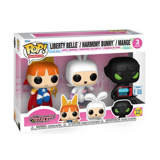 Funko Pop! Powerpuff Girls: Powerpuff Girls Alter-Egos 3-Pack (Liberty Belle / Harmony Bunny / Mange - GITD) [Shared Convention Sticker 2025 NYCC] *PREORDER*