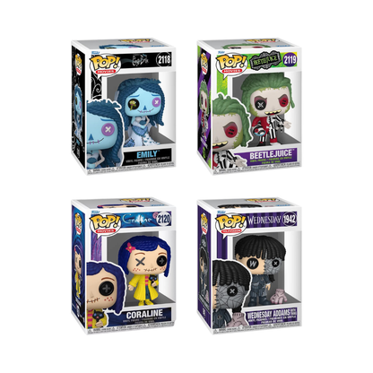 Funko Pop! Movies / Television (Patchwork) - Emily / Beetlejuice / Coraline / Wednesday *PREORDER*