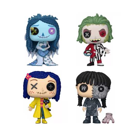 Funko Pop! Movies / Television (Patchwork) - Emily / Beetlejuice / Coraline / Wednesday *PREORDER*