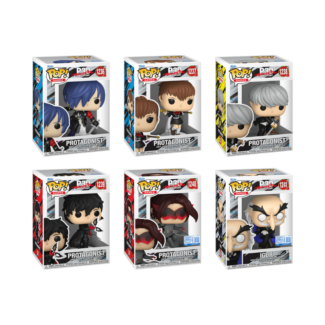 Funko Pop! Games: Persona (30th Anniversary) - Male Protagonist (3) / Female Protagonist (3) / Protagonist (4) / Protagonist (5) / Protagonist (5) [Exclusive] / Igor [Exclusive] *PREORDER*