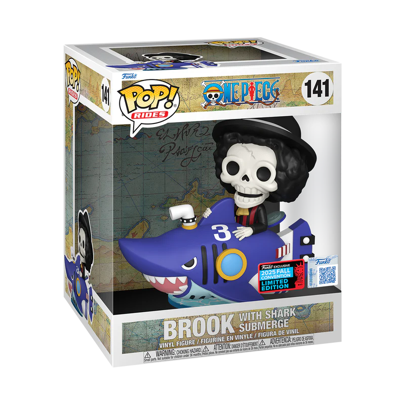 Funko Pop! Anime: One Piece - Rides! Brook with Shark Submerge #141 [Shared Convention Sticker 2025 NYCC] *PREORDER*