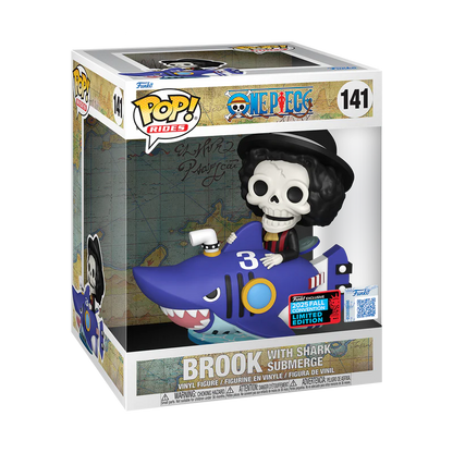Funko Pop! Anime: One Piece - Rides! Brook with Shark Submerge #141 [Shared Convention Sticker 2025 NYCC] *PREORDER*