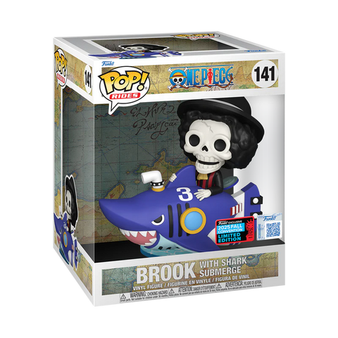 Funko Pop! Anime: One Piece - Rides! Brook with Shark Submerge #141 [Shared Convention Sticker 2025 NYCC] *PREORDER*