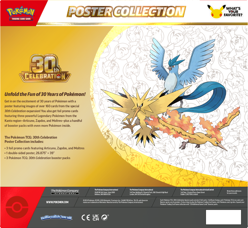 Pokemon TCG: 30th Celebration - Poster Collection Box Set *PREORDER*